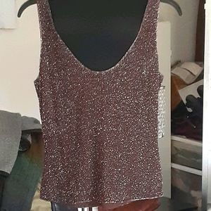 New BEADED TOP BY RIAZEE SZ 4 DEEP WINE/BURGUNDY